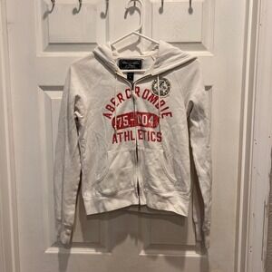 Y2K‎ Abercrombie & Fitch Girls White Full Zip Hoodie Sweatshirt Large Athletics
